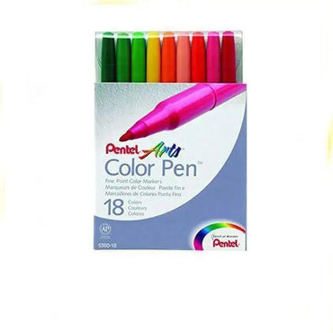 Pentel S360-18 Marker Point Color Pen Set Assorted Colors 18Pcs Count The Stationers